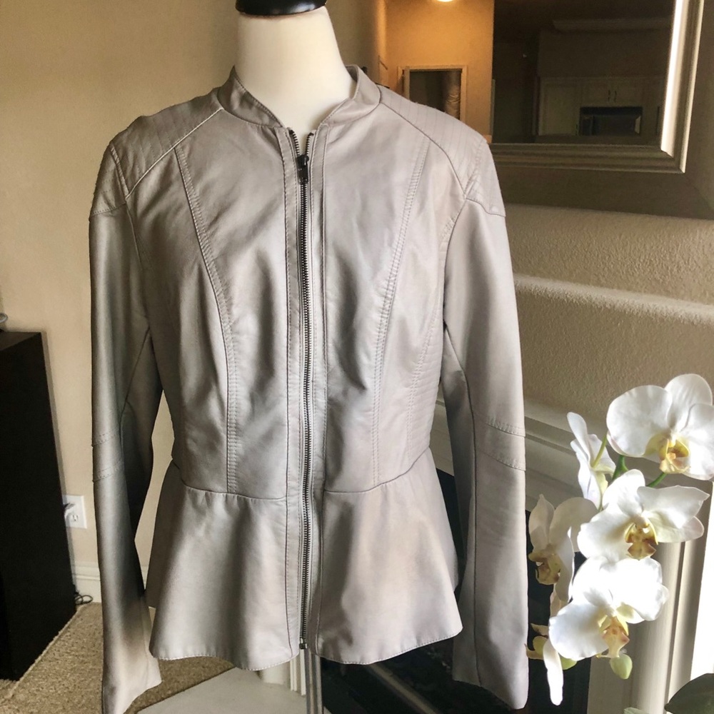 EUC Mossimo Faux Moto/Peplum Leather Jacket